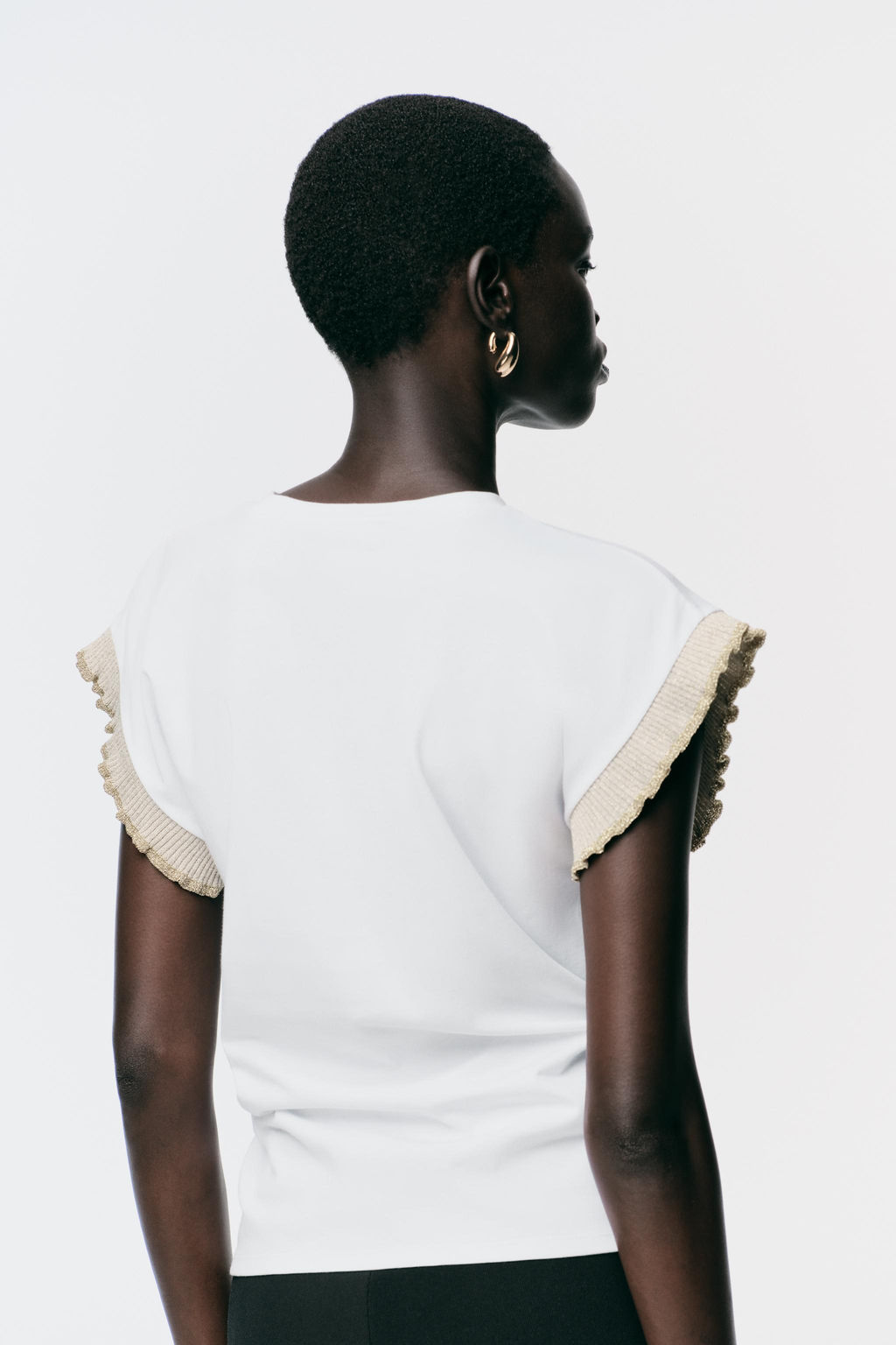 METALLIC THREAD RUFFLE T-SHIRT - Zara фото 11