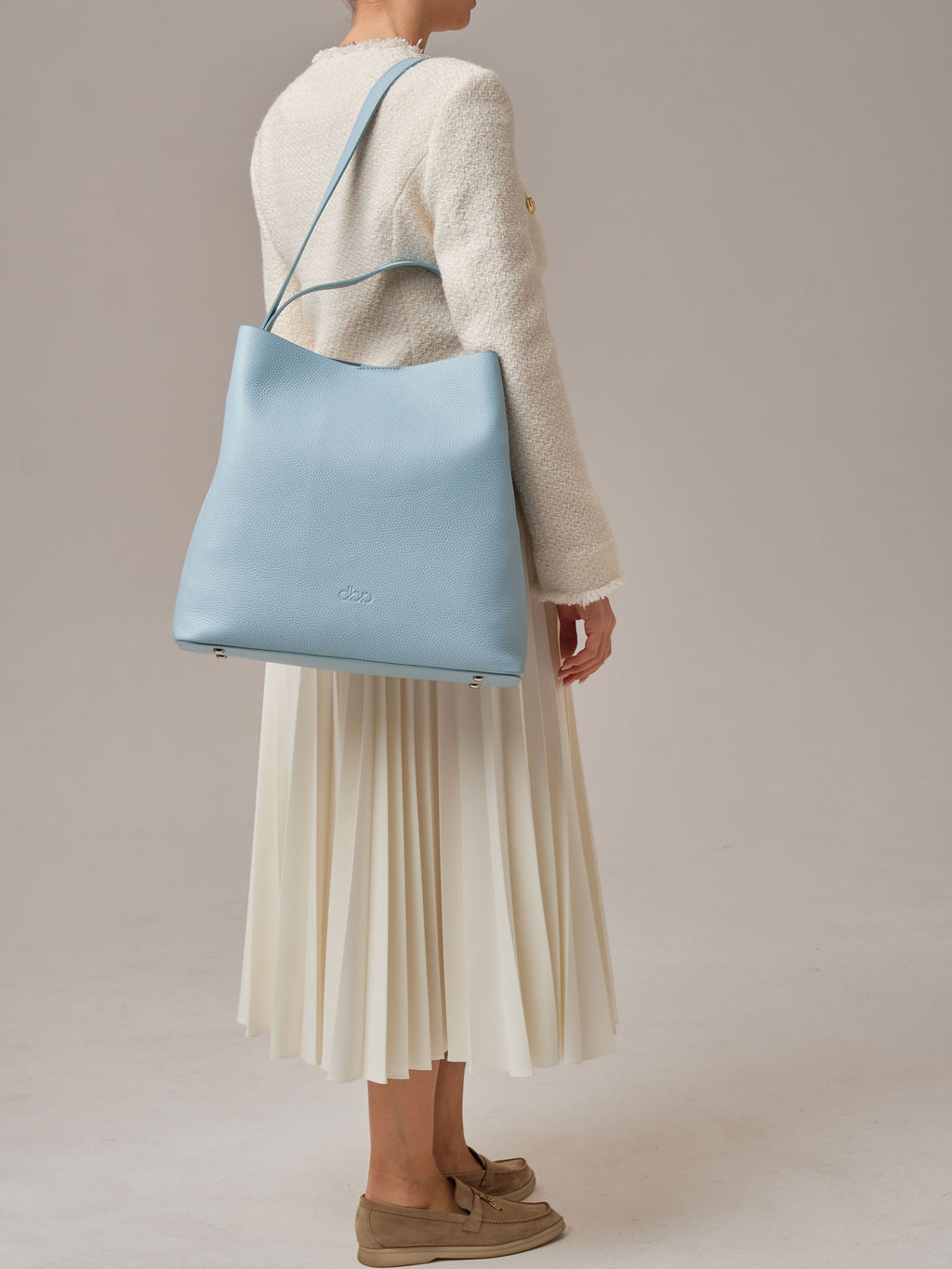 Кожаная сумка шоппер Olga DBR 30948 светло-голубой фото 5