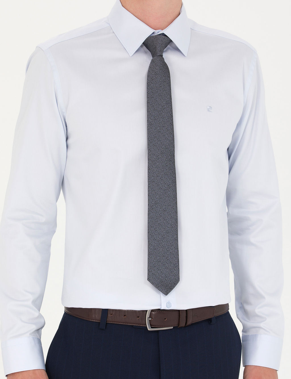 A__k Mavi %100 Pamuk Parlak Saten Slim Fit Uzun Kollu Basic G_mlek
