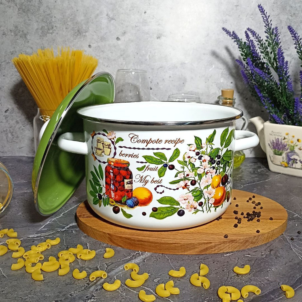 Кастрюля 5,5л цил. Вкусный компот 6RD221М белосн.