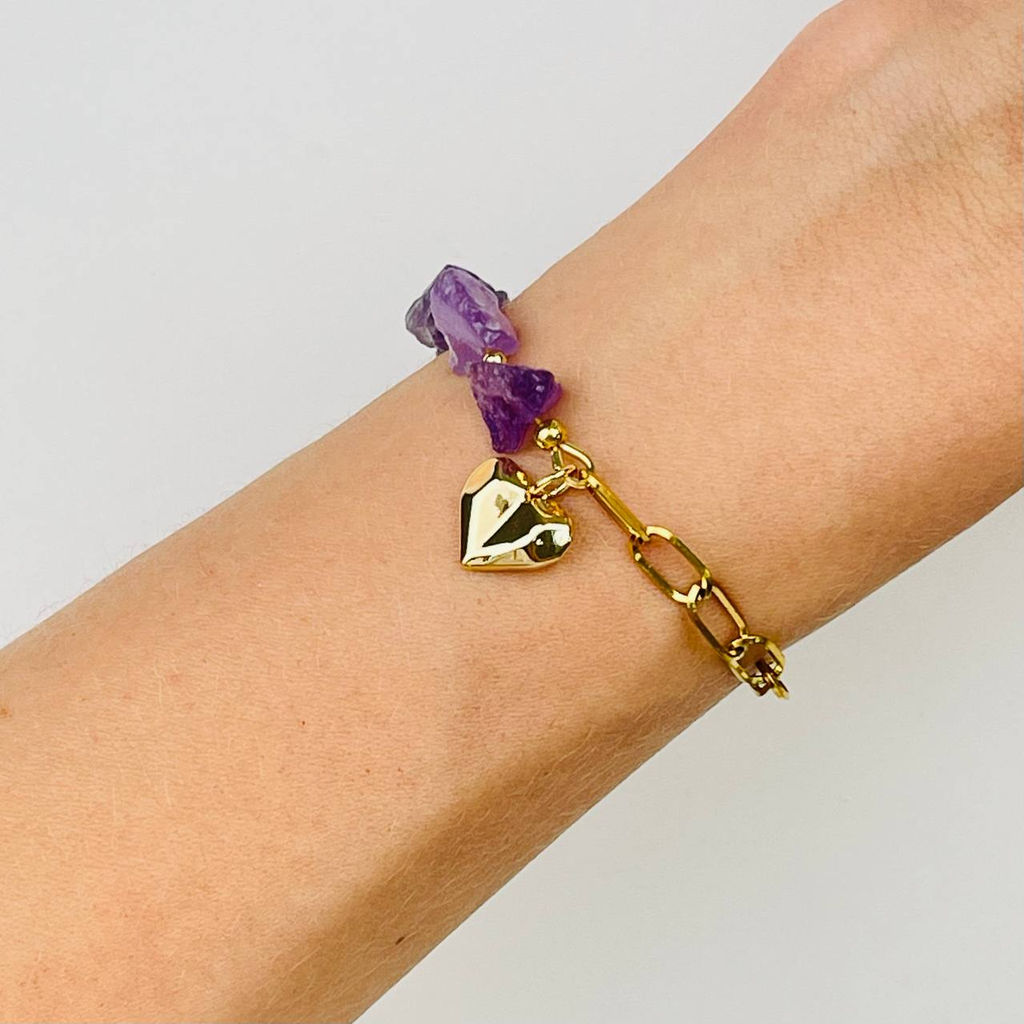 Браслет на цепочке с Аметистом 17,5 см