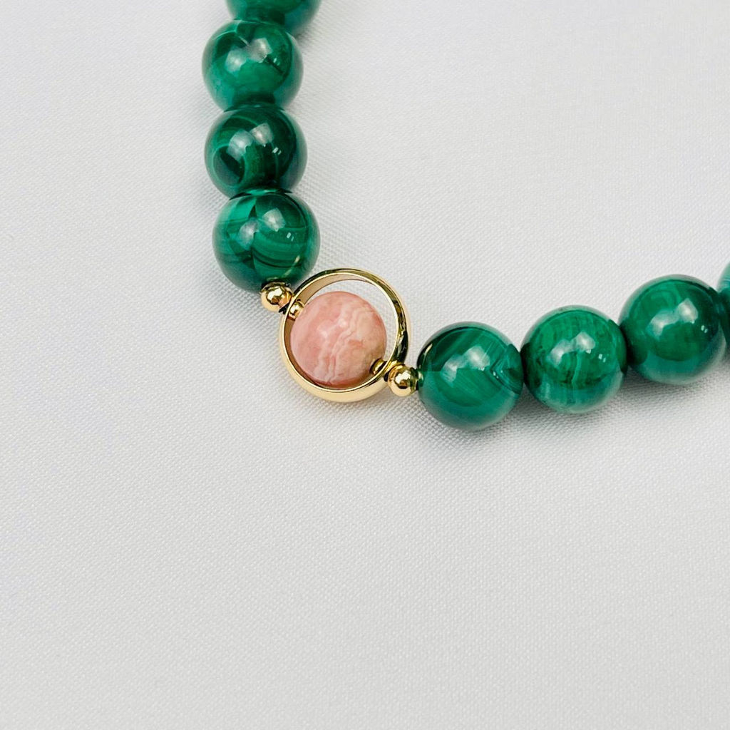 Браслет из Малахита и Родохрозита - Радуга самоцветов фото 3