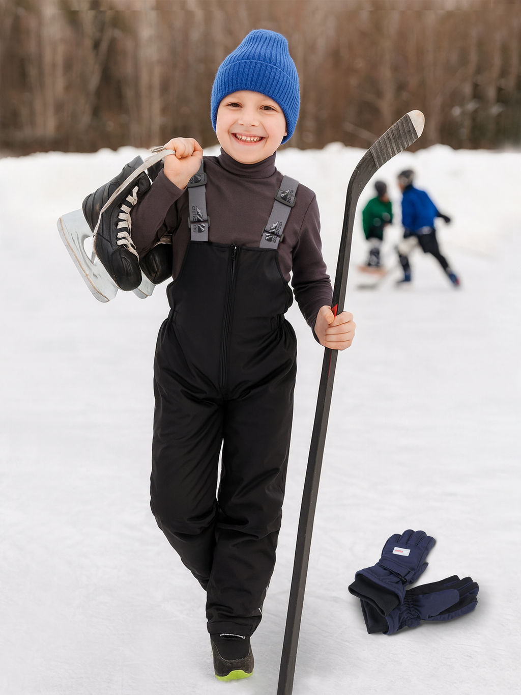 Полукомбинезон детский черный 60-006/2 (128, 64)