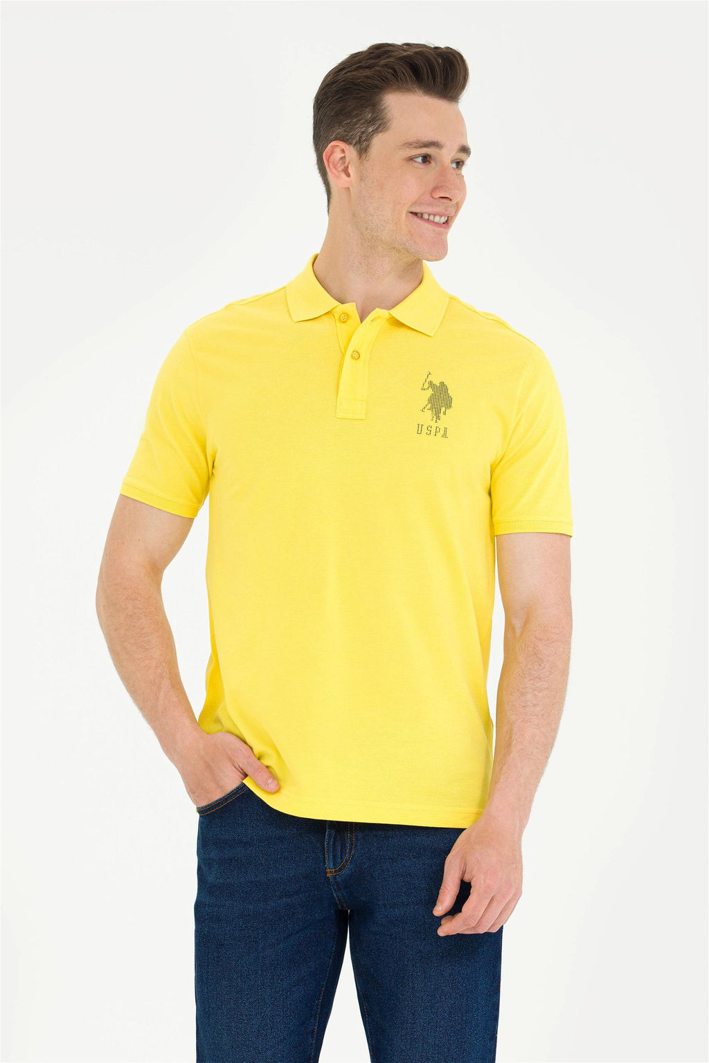 U. S. Polo Assn Мужская темно-желтая футболка с воротником-поло - U.s. polo assn фото 8