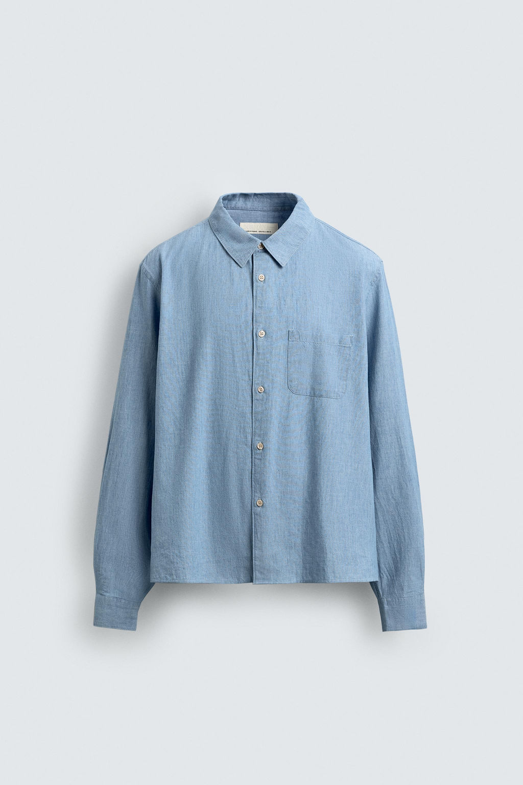 CAMISA REGULAR FIT CHAMBRAY / Azul claro - Zara фото 6
