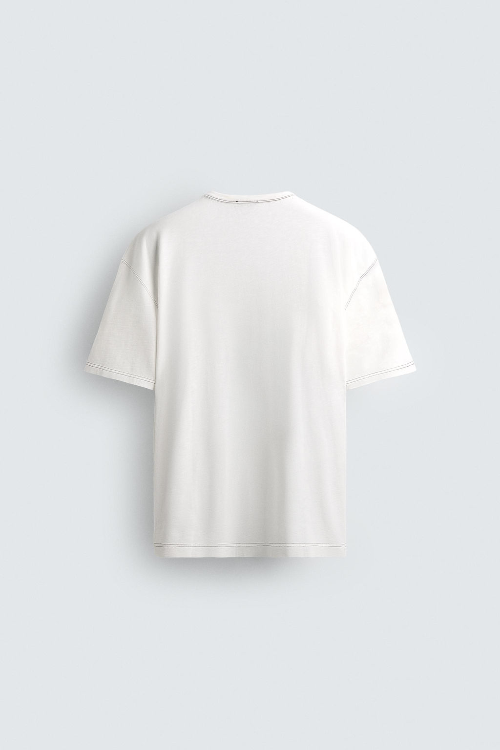 T-SHIRT WITH CONTRAST STITCHING - Zara фото 8