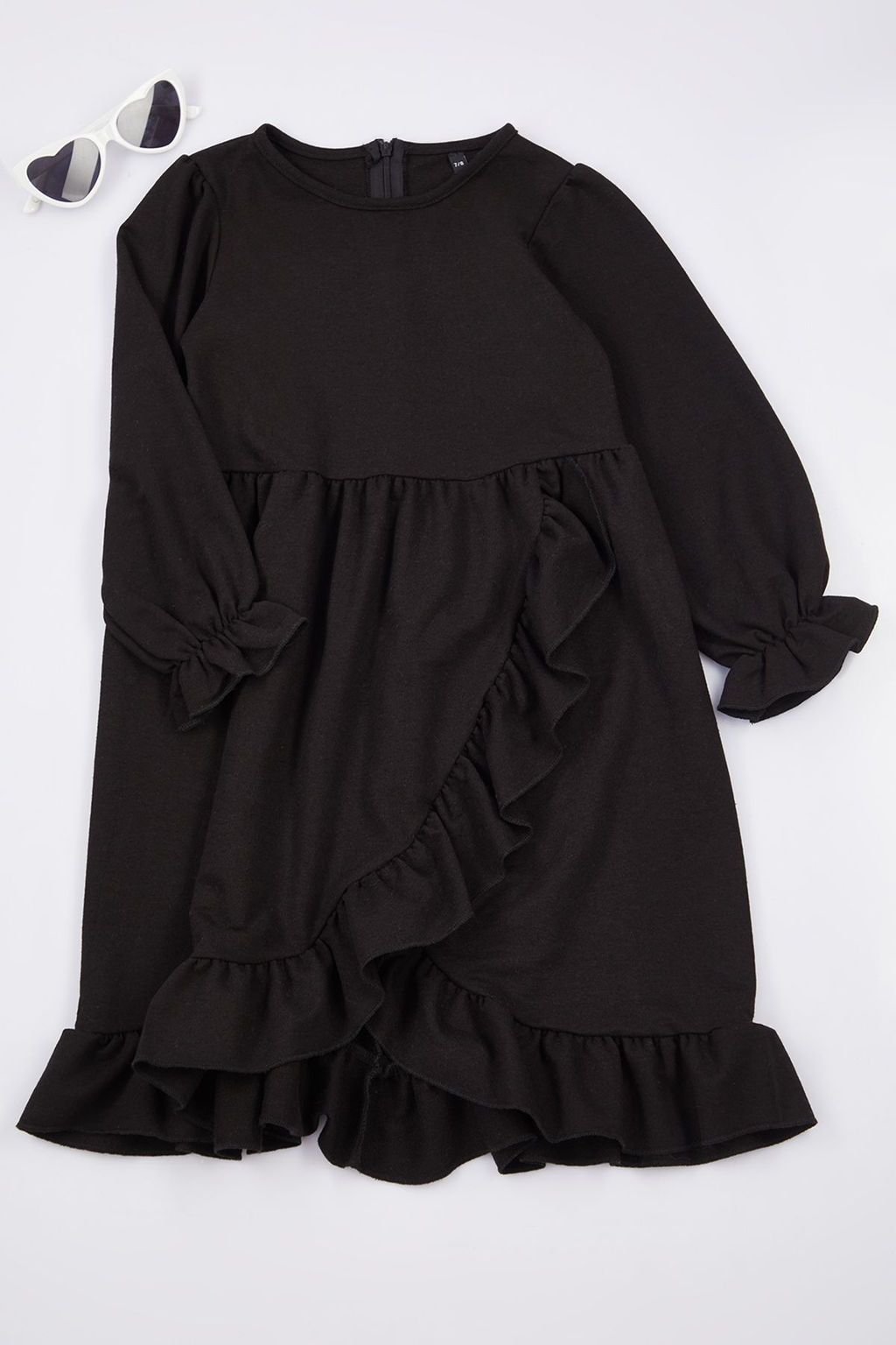 Siyah K?z Cocuk Regular Duz Pamuklu Orme Elbise TKDAW25EL00016 - Trendyolmilla фото 5