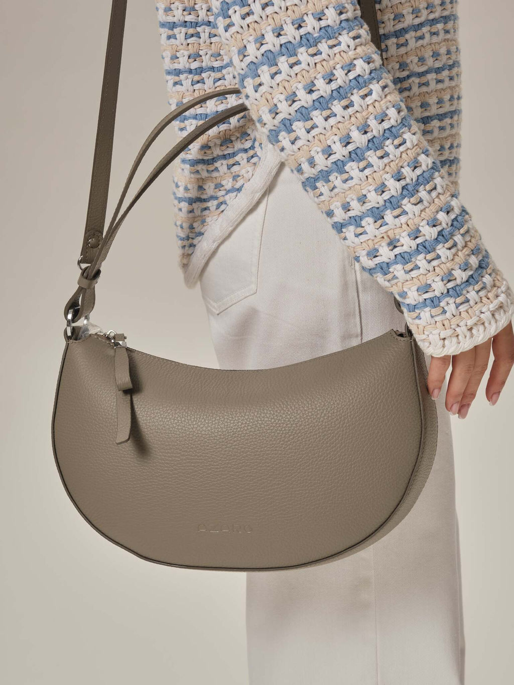 Сумка женская сэддл Azaro 31042 серо-коричневый