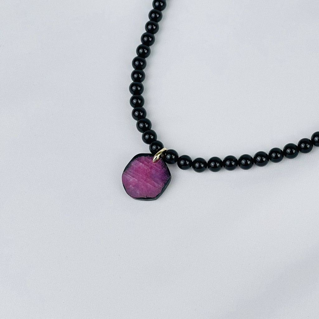 Бусы мужские из Турмалина и Корунда 70 см