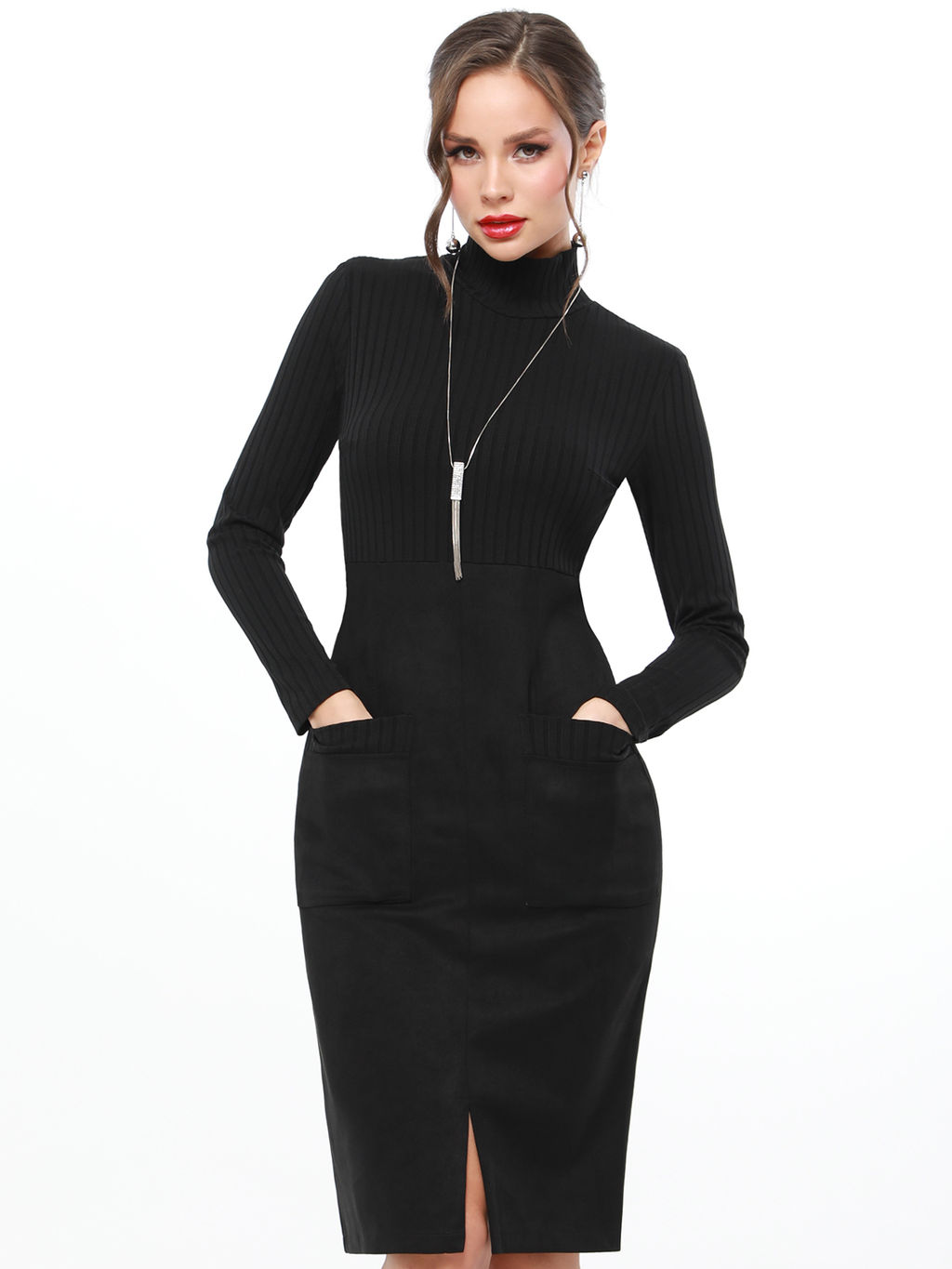 Платье черное трикотажное с длинным рукавом - Dstrend фото 9