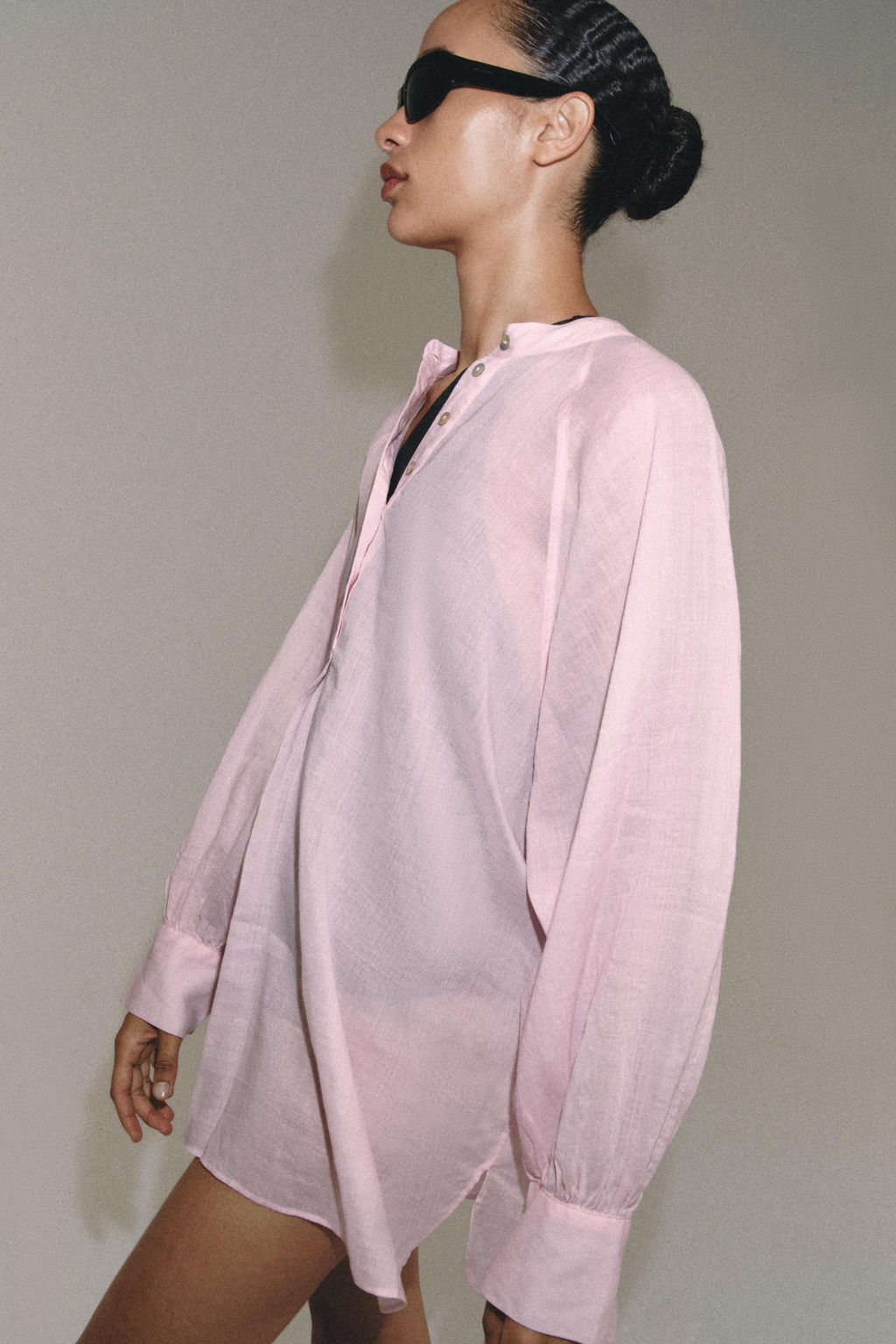 CAMISA FLUIDA CON RAMIO ZW COLLECTION / Rosa - Zara фото 2