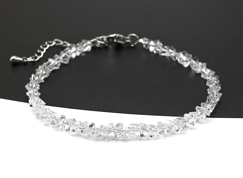 Браслет из циркона огранка 4мм цвет хрусталь, 17см