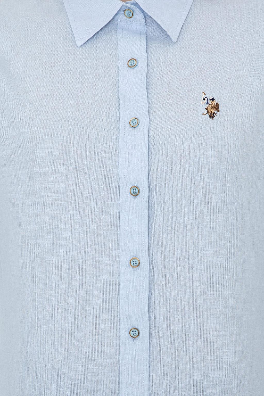 Женская голубая рубашка с длинным рукавом Basic - U.s. polo assn фото 6