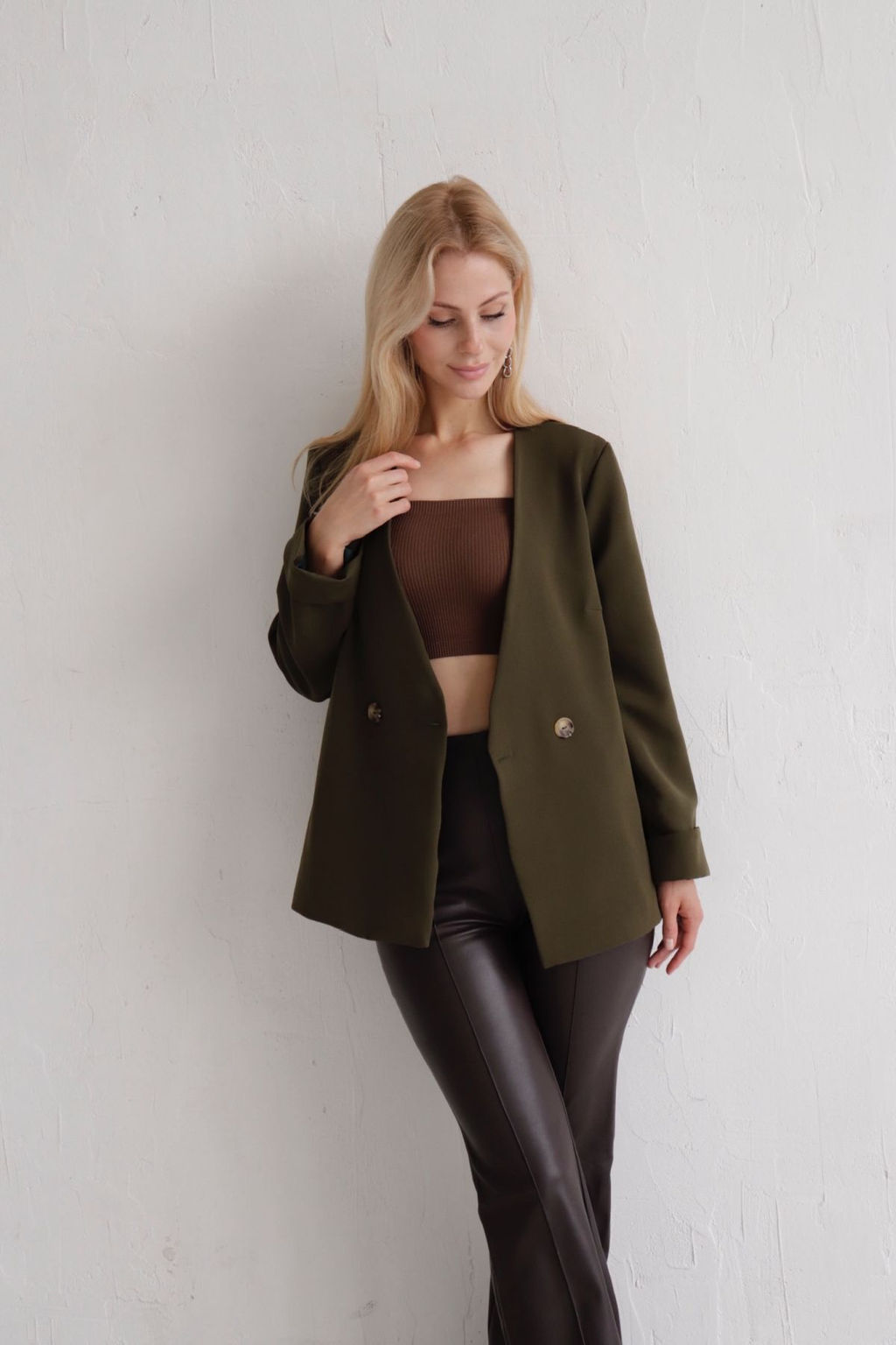 Двубортный жакет без лацканов - Martichelli фото 21