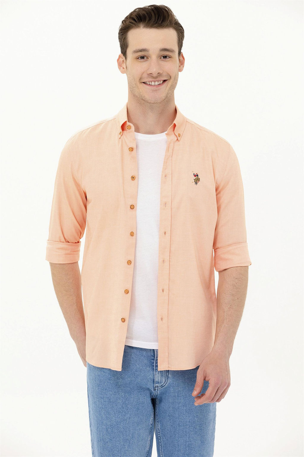 Рубашка мужская оранжевая Uzunkol Basic - U.s. polo assn фото 9