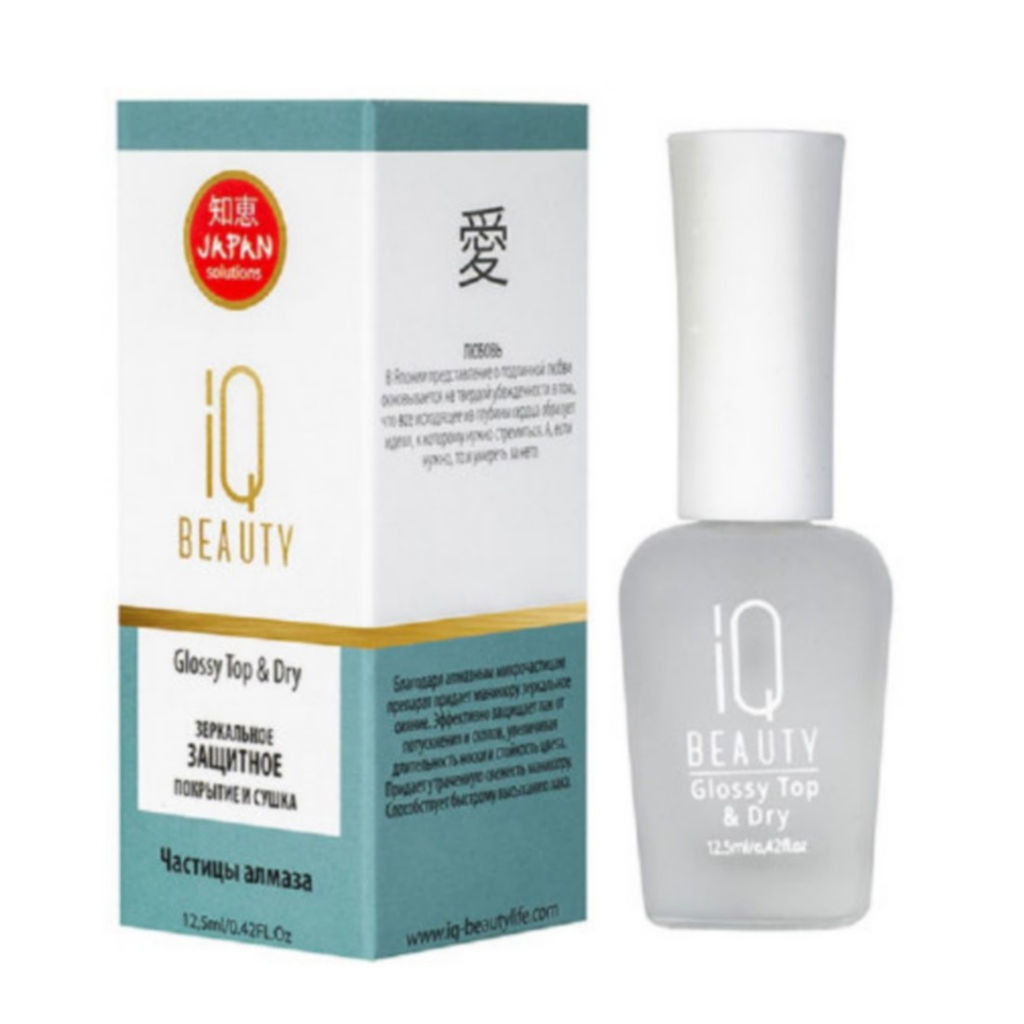 IQ Beauty Зеркальное защитное покрытие и сушка / Glossy Top & Dry, 12,5 мл  фото 2