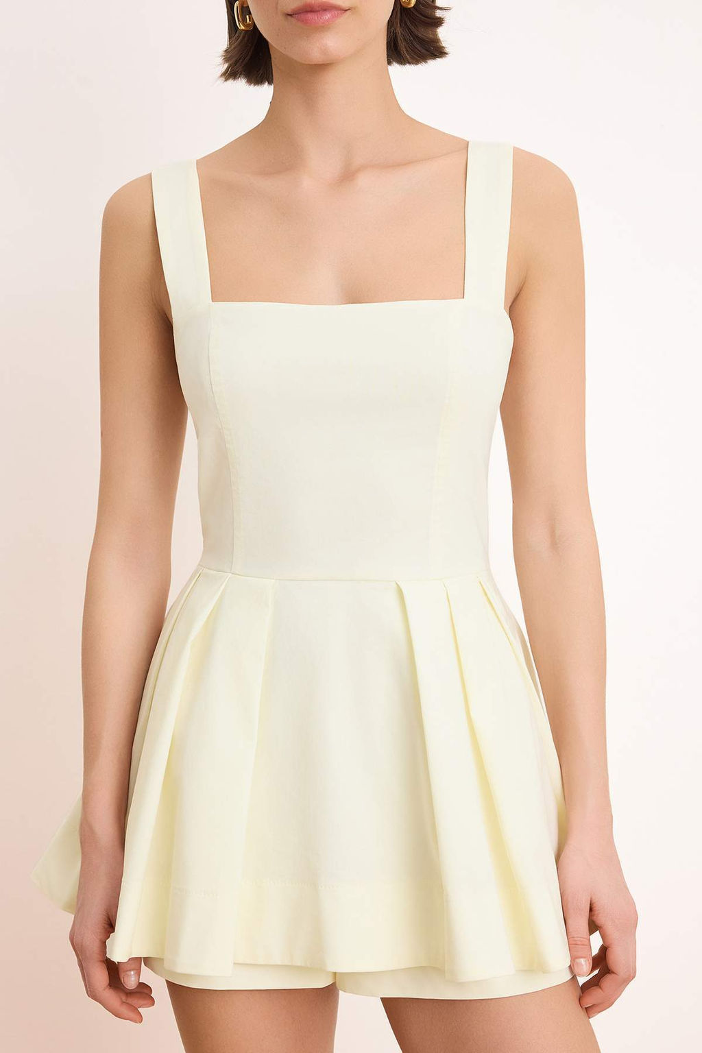 Ekru Mini Ici Sortlu S?rt Dugme Detayl? Dokuma Elbise TWOSS26EL00189