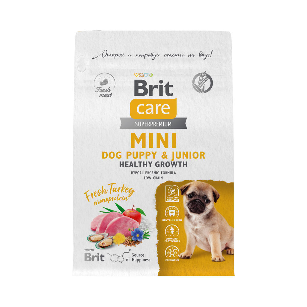 Сухой корм Mini Puppy&Junior с индейкой для щенков и молодых собак мини пород, Здоровый рост 5079094