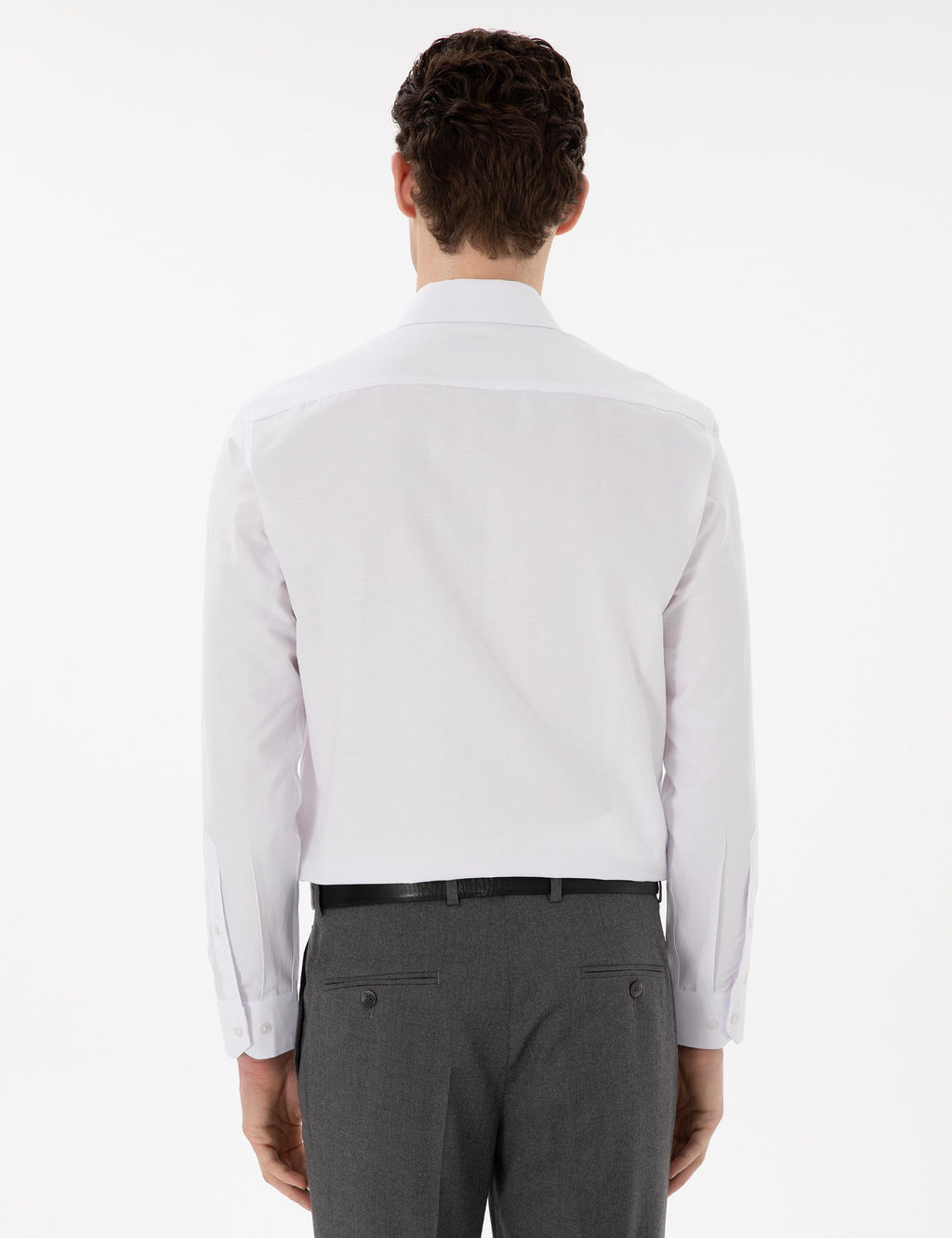 Beyaz Regular Fit Uzun Kollu Basic Cepli G_mlek