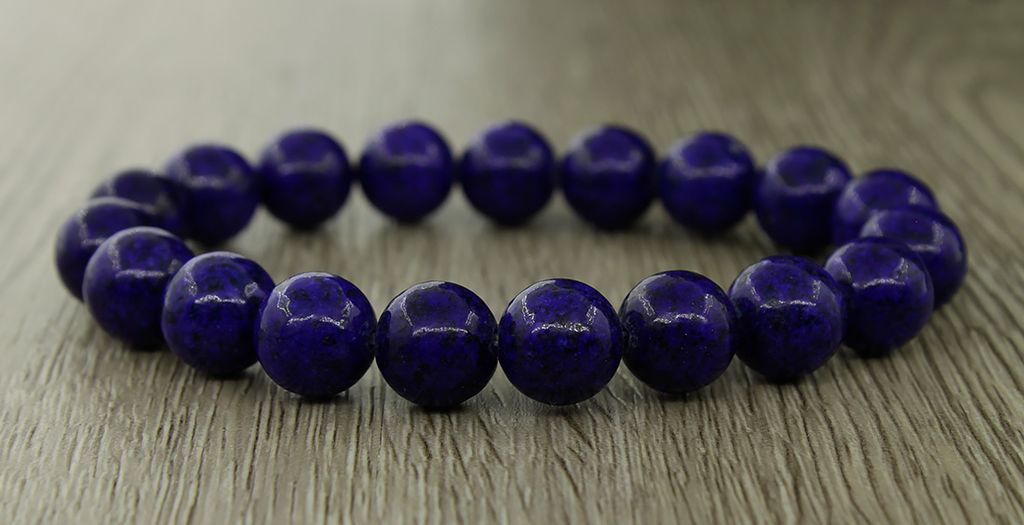 Лазурит фиолетовый 10мм, браслет "Классика" длина 17см