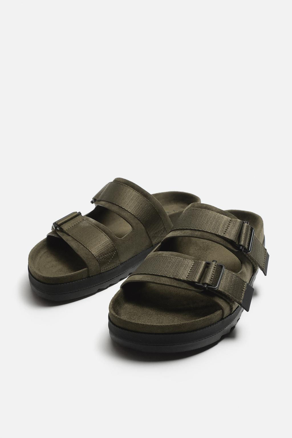 DOUBLE STRAP LEATHER SANDALS - Zara фото 14