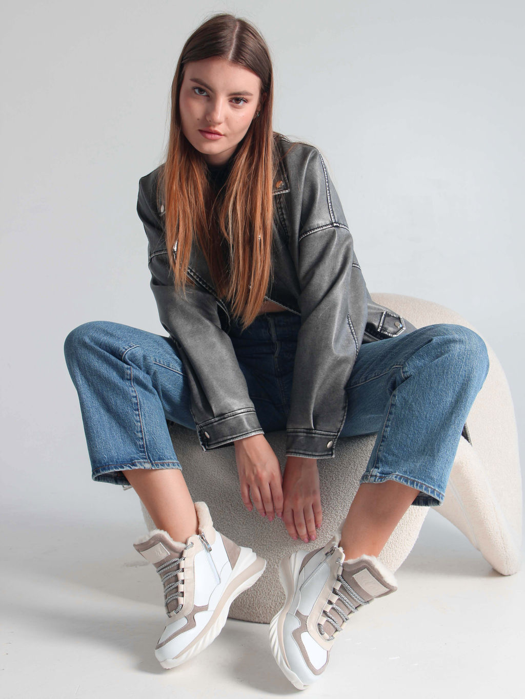 Ботинки 350.uno2w. белый бежевый/Байка