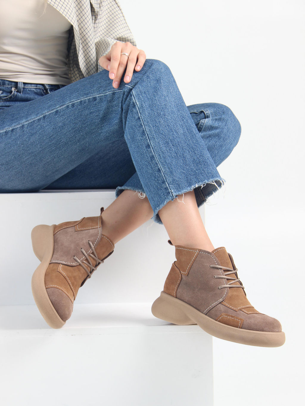 Ботинки 305.927ka. светло коричневый капучино замша/Байка