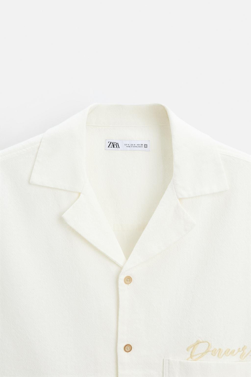 EMBROIDERED TEXTURED WEAVE SHIRT - Zara фото 16