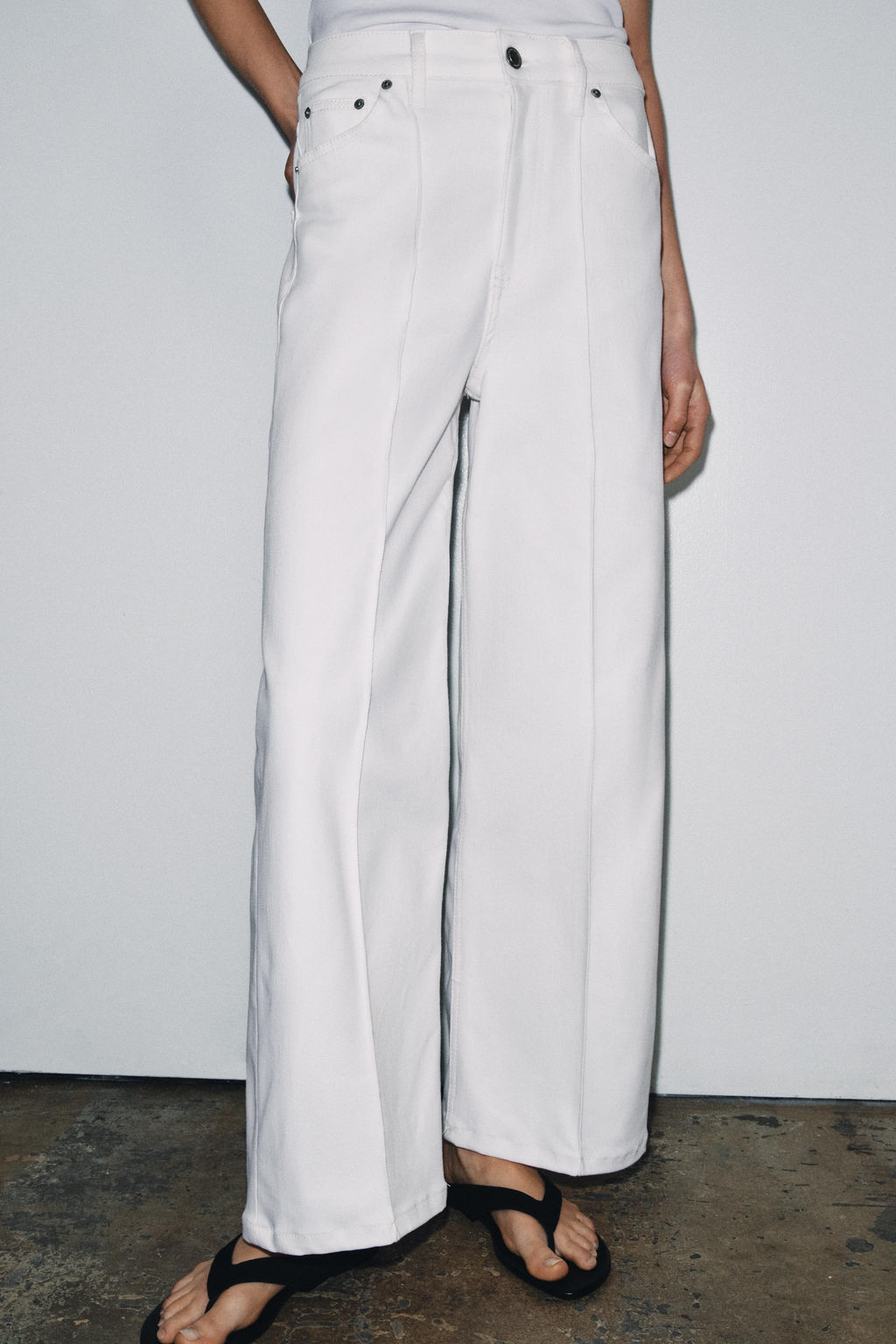 JEANS ZW COLLECTION WIDE LEG TIRO ALTO / Blanco roto - Zara фото 11