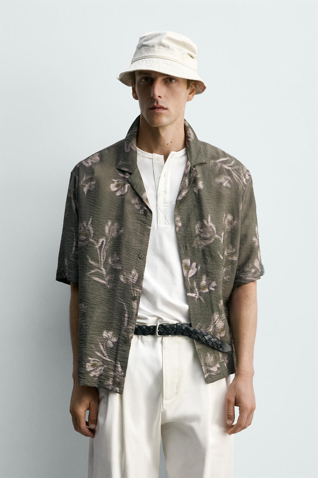 CAMISA RELAXED FIT ESTAMPADO FLORAL / Gris - Zara фото 2