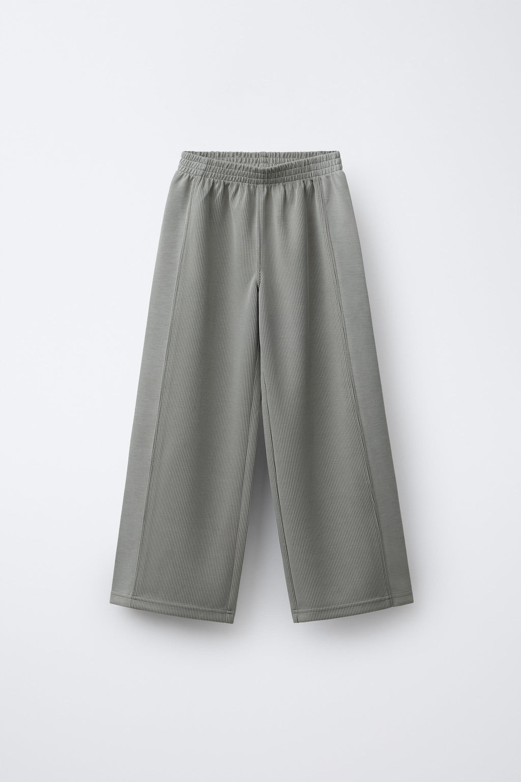 PANTAL?N WIDE LEG RIB CON MODAL / Gris