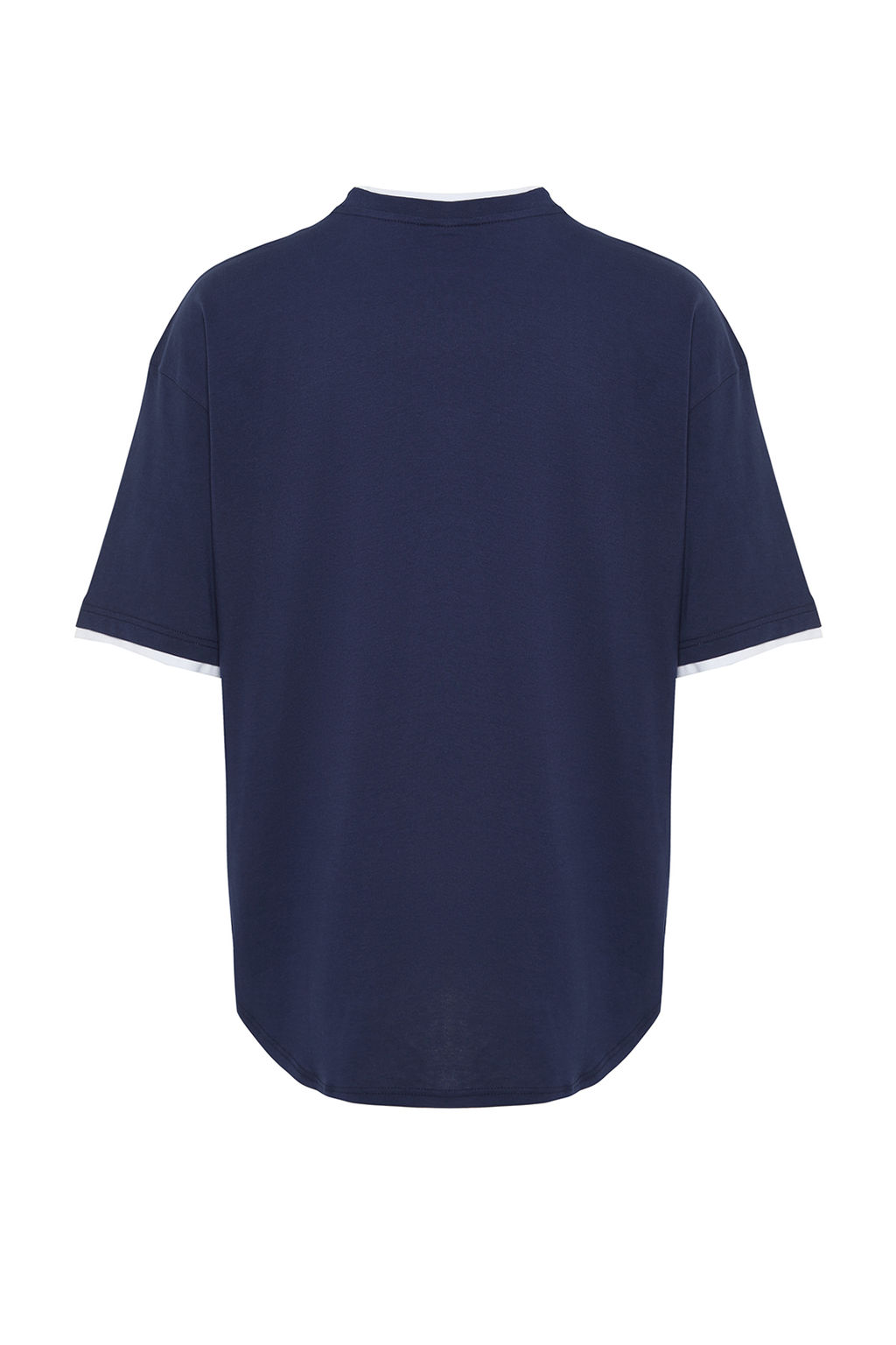 Lacivert Oversize/Genis Kesim Beyaz Panelli K?sa Kol %100 T-Shirt TMNSS22TS0225 - Trendyolmilla фото 8