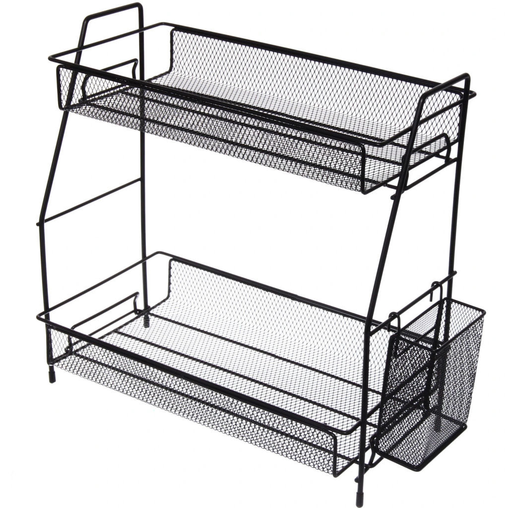 Этажерка настольная хозяйственная универсальная с боковым карманом "ФАНАДЕРО", цвет черный, 45,5*21*39,5см