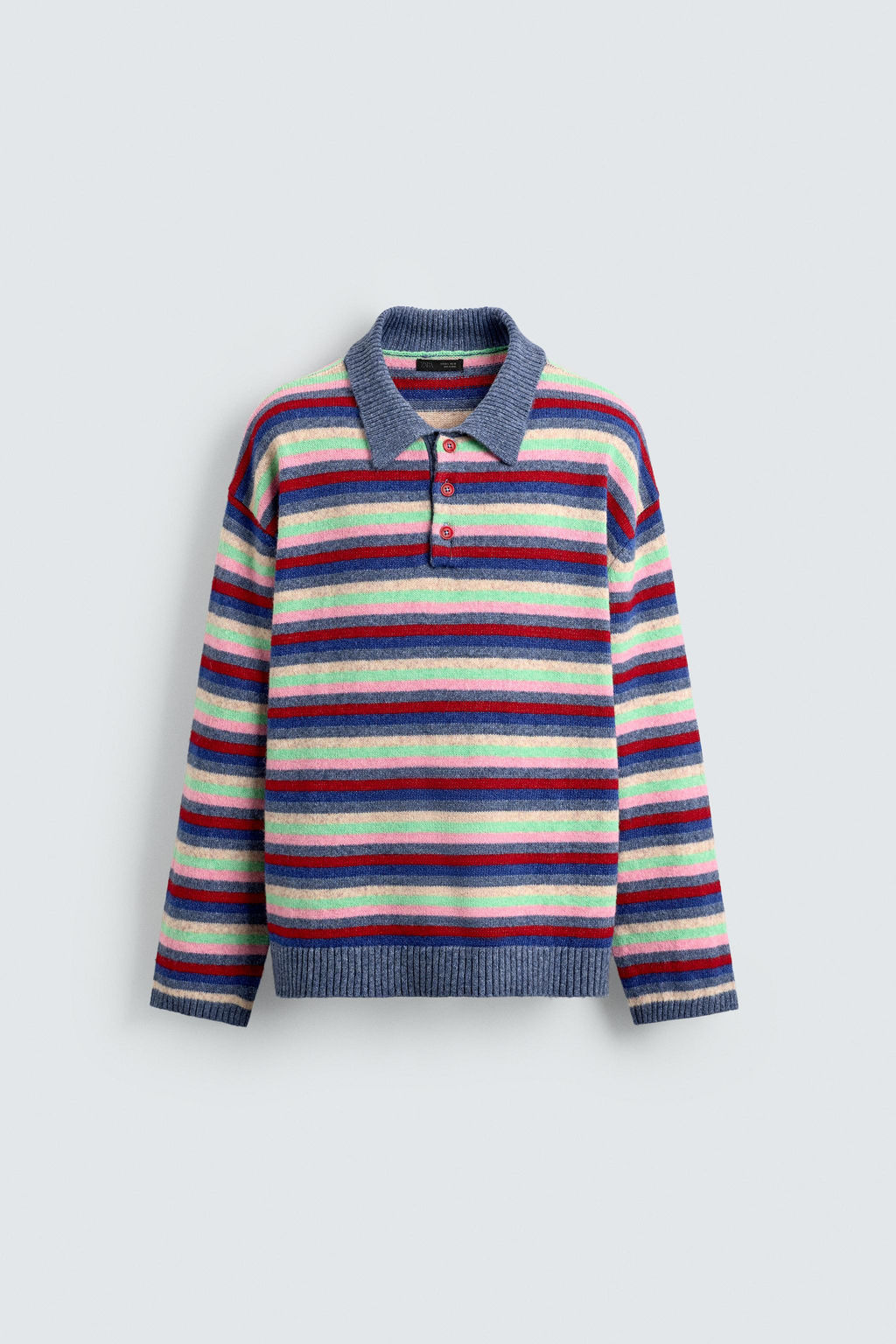 STRIPED JACQUARD KNIT POLO SHIRT - Zara фото 7