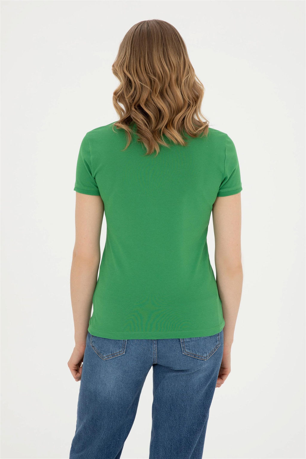 Женская зеленая базовая футболка с воротником-поло Неожиданная скидка в корзине - U.s. polo assn фото 5