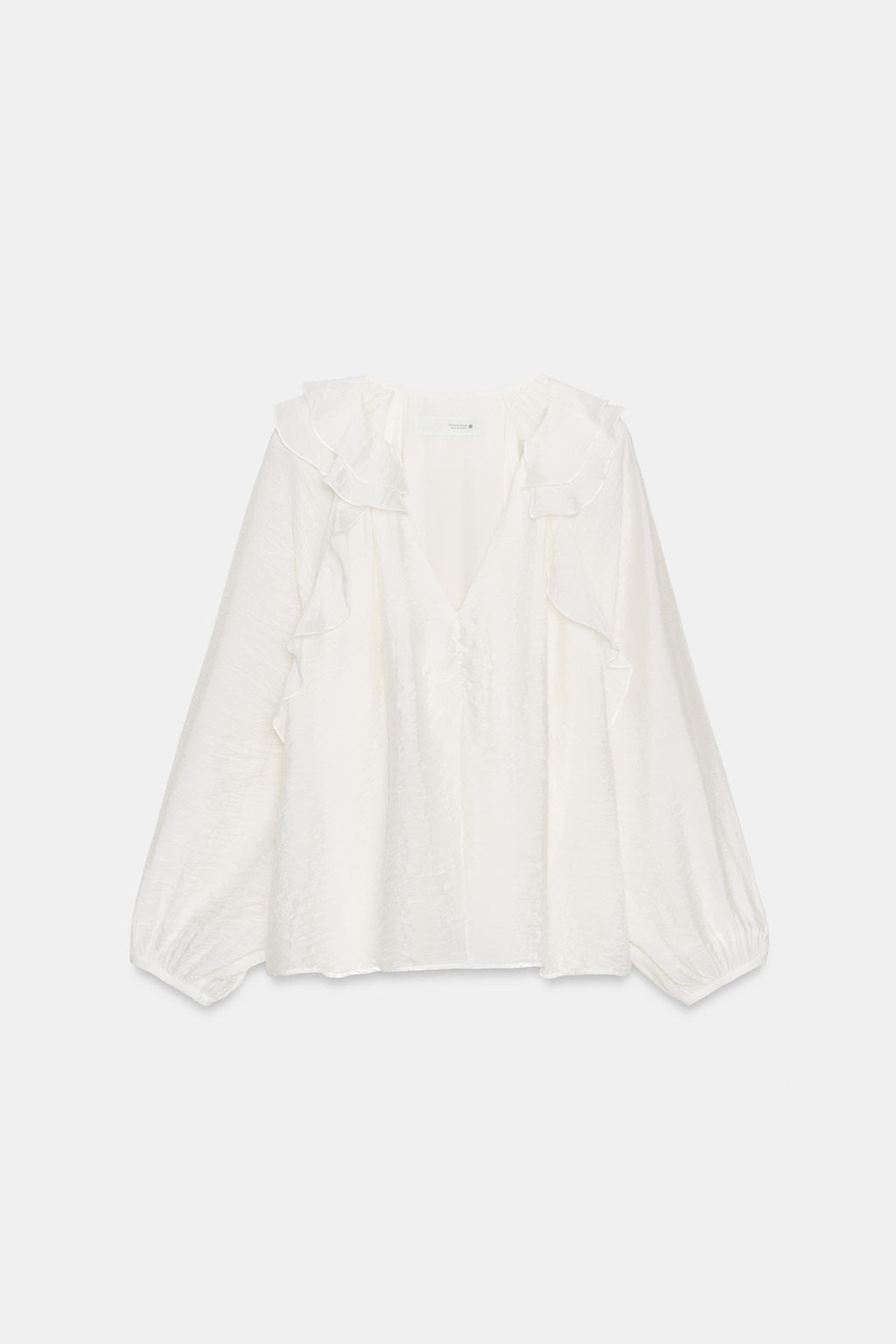BLUSA VOLANTES FRUNCES / Blanco - Zara фото 6