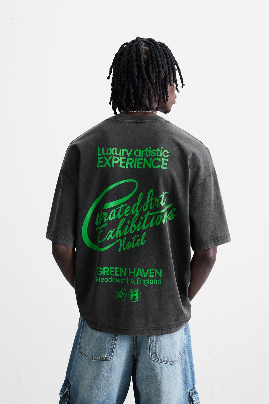 WASHED TEXT T-SHIRT - Zara фото 3