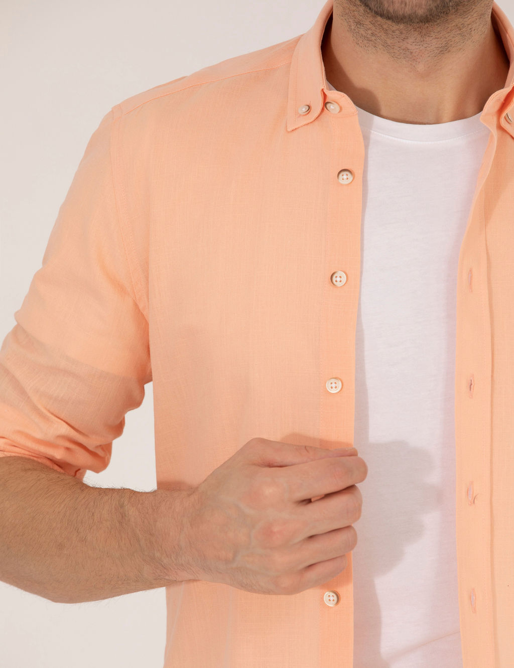 Turuncu Slim Fit Uzun Kollu G_mlek