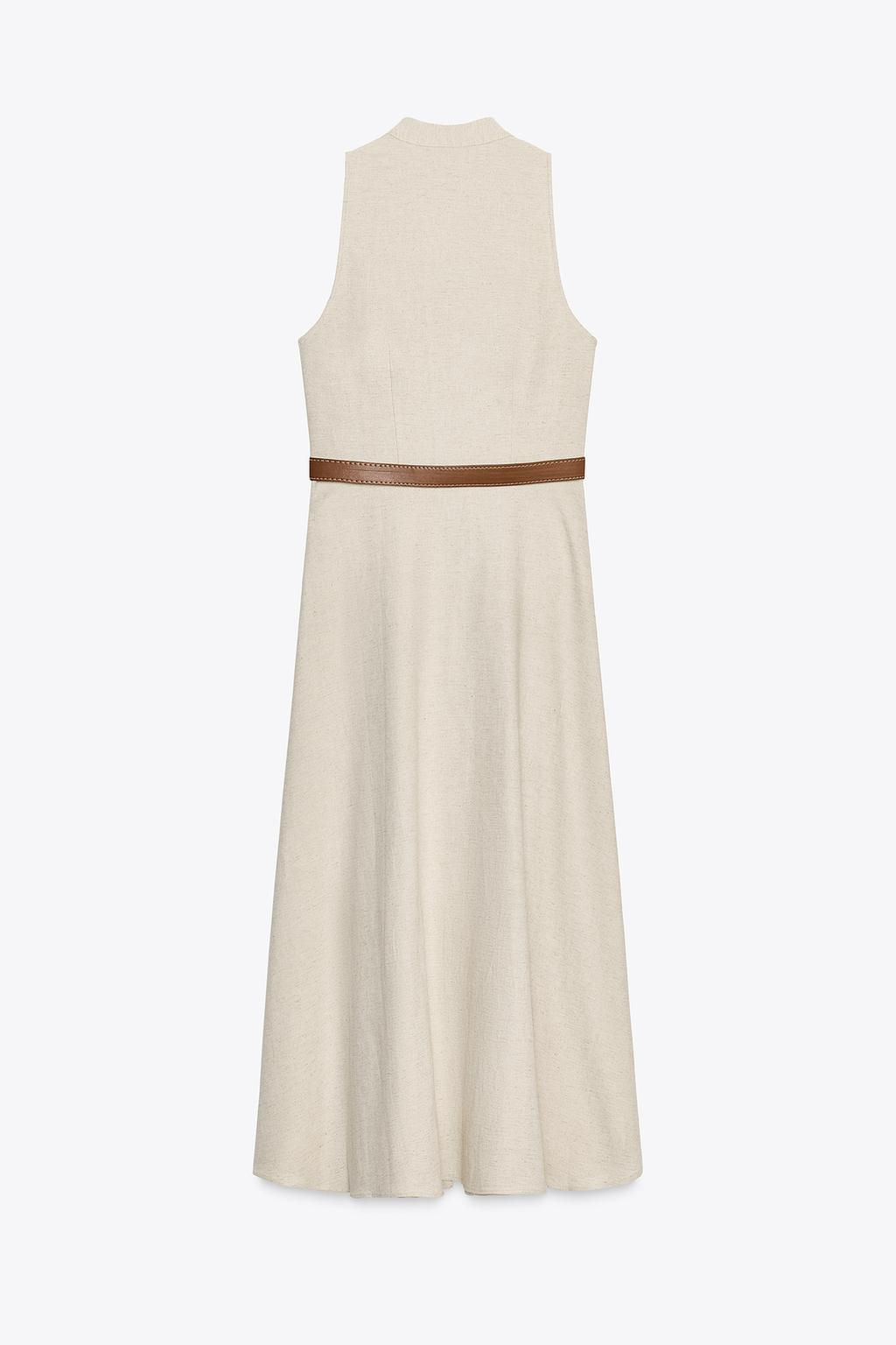 LINEN BLEND MIDI DRESS WITH BELT - Zara фото 8