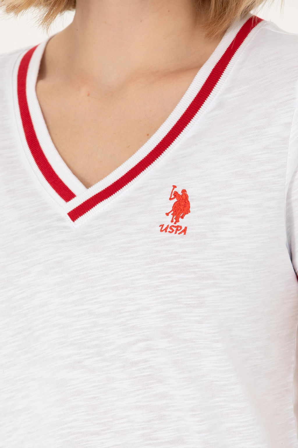 Kad_n Beyaz V Yaka Ti__rt - U.s. polo assn фото 7