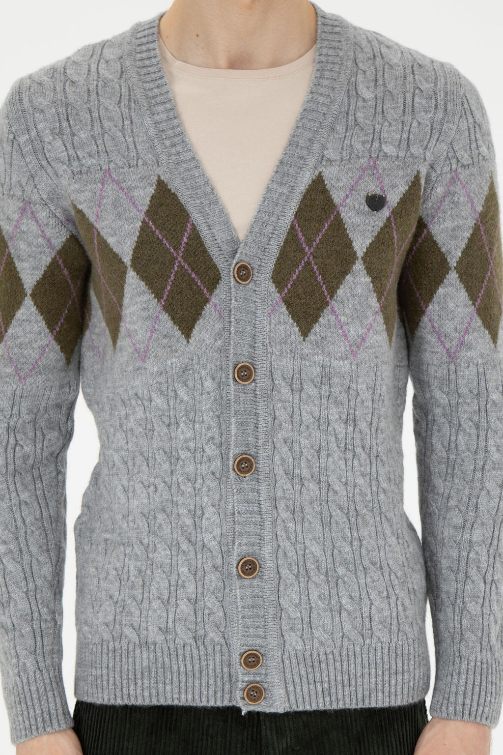 Мужской серый меланжевый трикотажный кардиган - U.s. polo assn фото 13