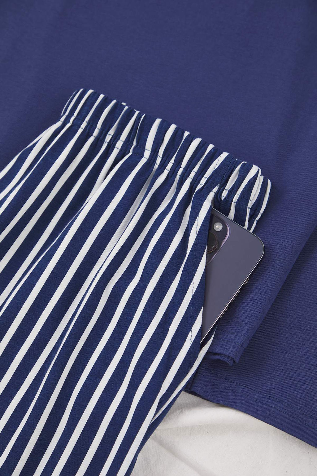 Indigo Regular Pamuklu Uzun Kollu Ust Ay?c?k Bask?l? Alt Cizgili Pijama Tak?m? TMNAW26PT00013 - Trendyolmilla фото 2