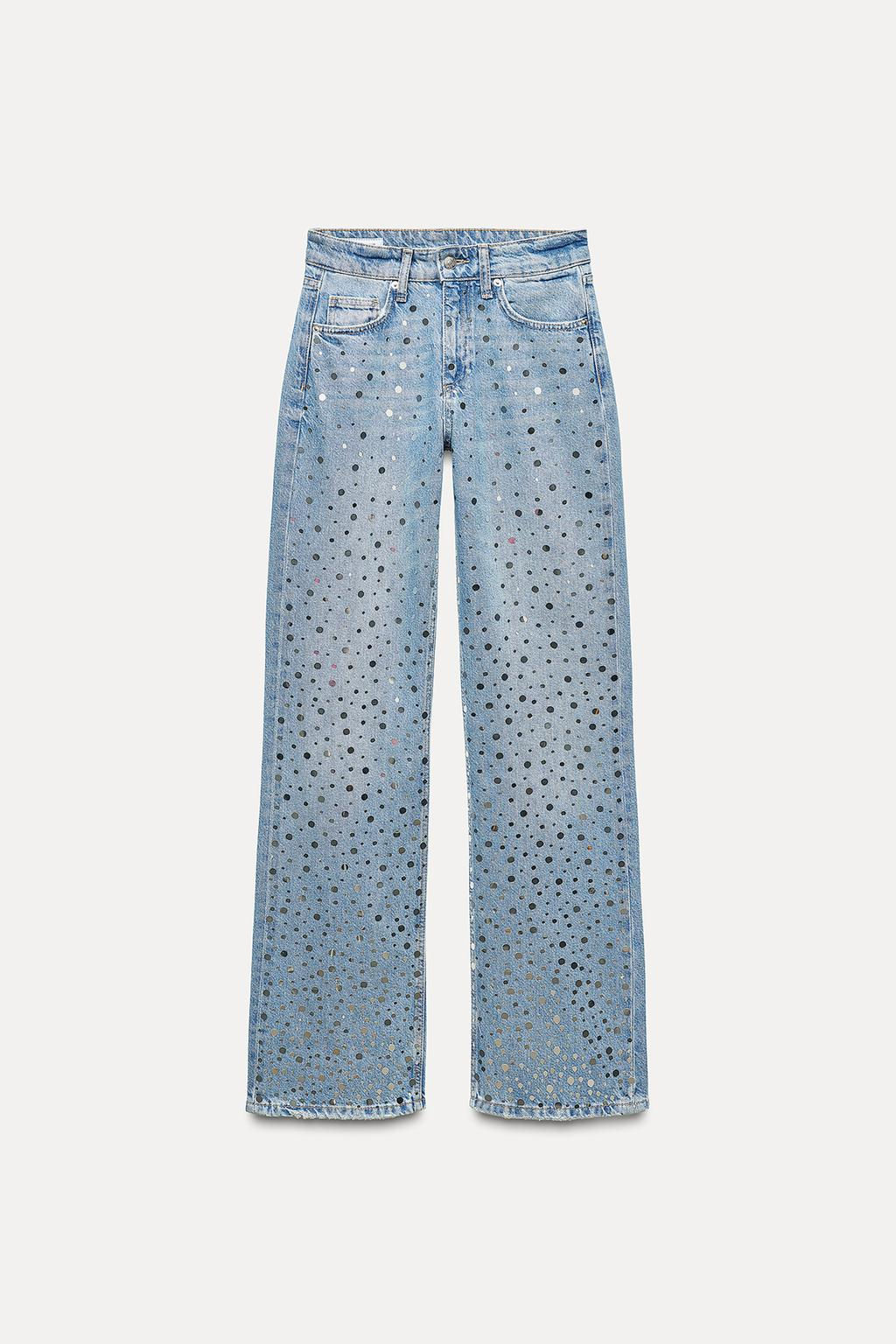 TRF WIDE-LEG MID-RISE MIRRORED JEANS - Zara фото 6