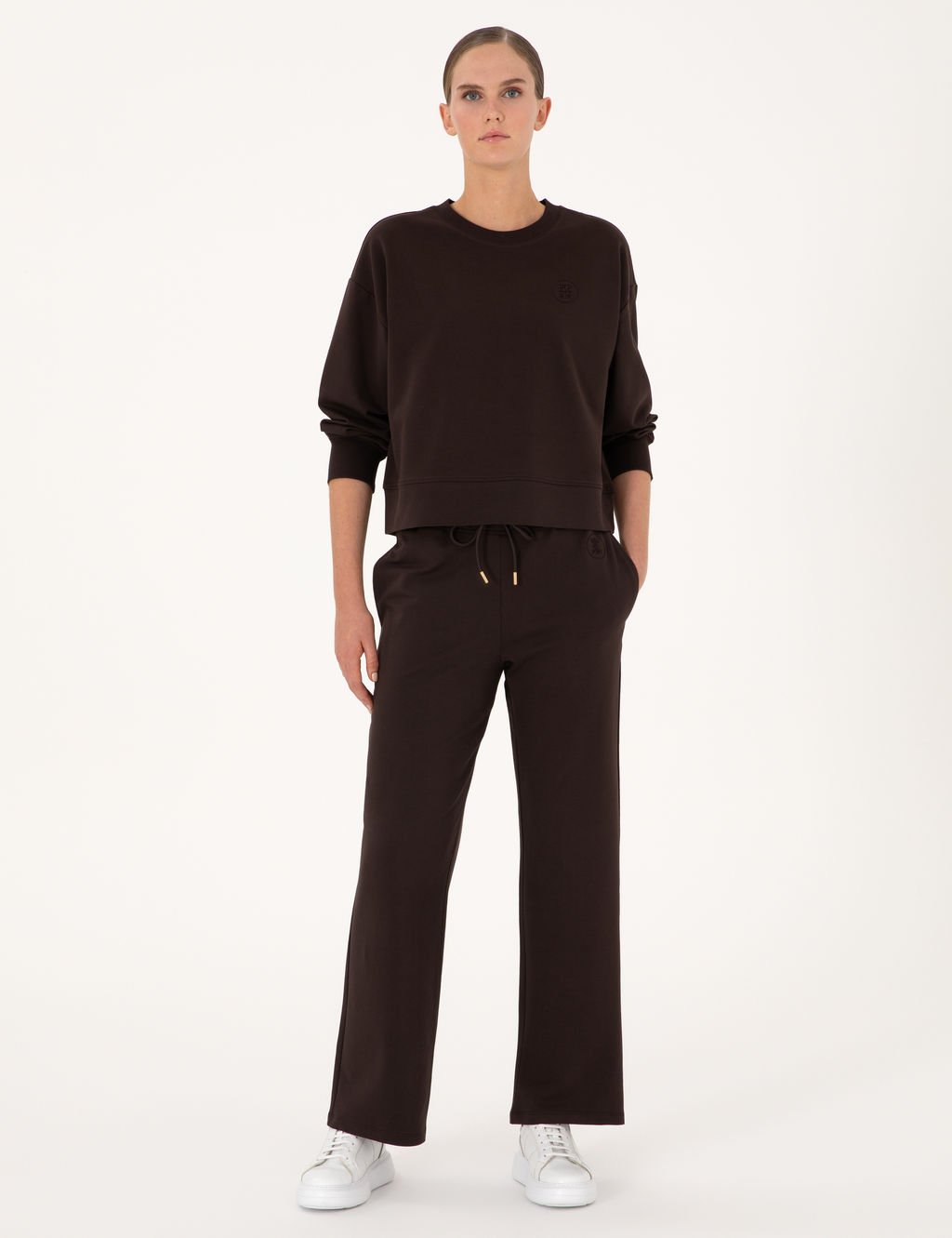 Kahverengi Oversize 2 _plik Sweatshirt