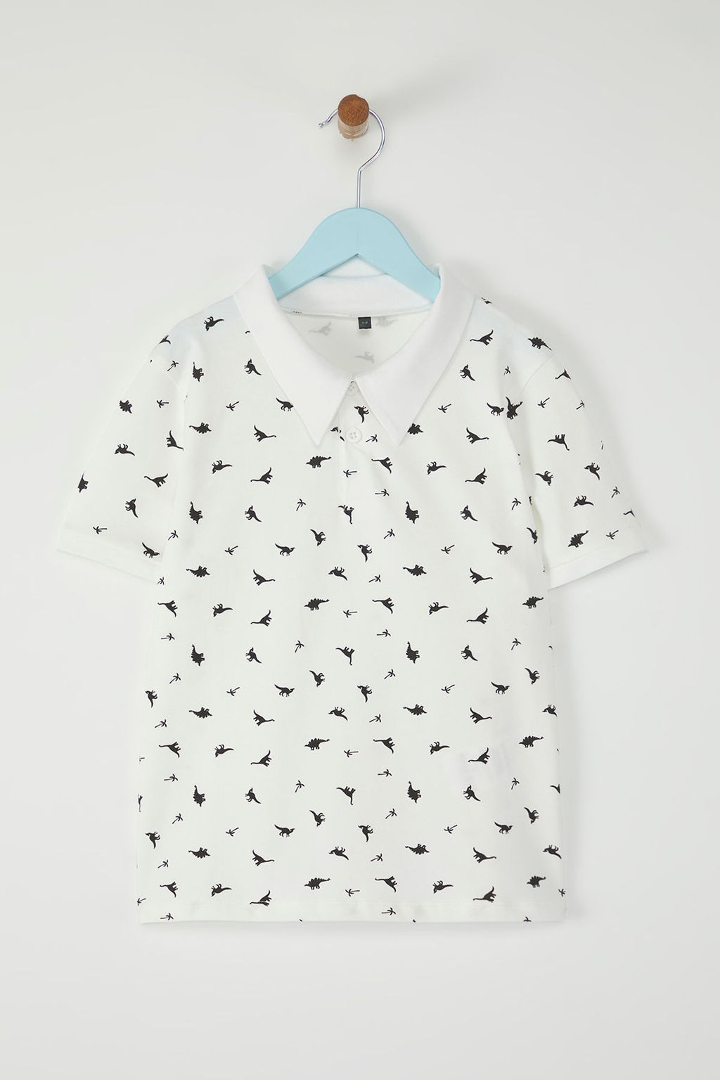 Ekru Erkek Cocuk %100 Pamuk Bask?l? Polo Yaka K?sa Kol Orme T-Shirt TKDSS25TS00082 - Trendyolmilla фото 2