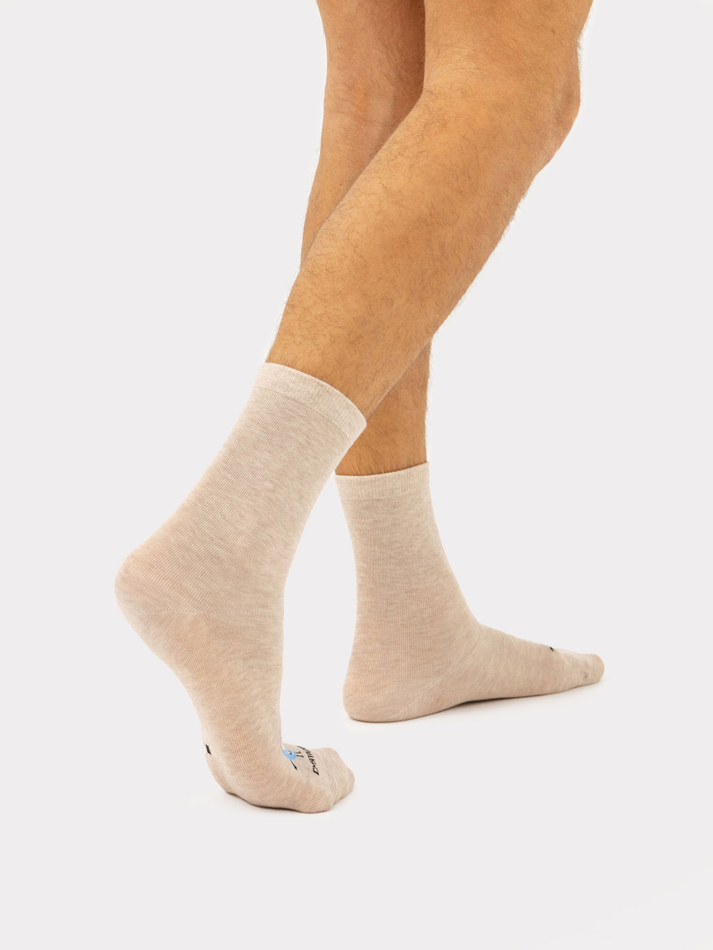 Цена за 5 пар! Носки унисекс бежевые с рисунком в виде драника и сметанки бежевый меланж 550U-2717