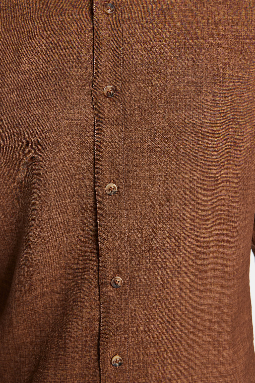 Kahverengi Slim Fit Keten Gorunumlu Gomlek TMNAW24GO00093 - Trendyolmilla фото 5