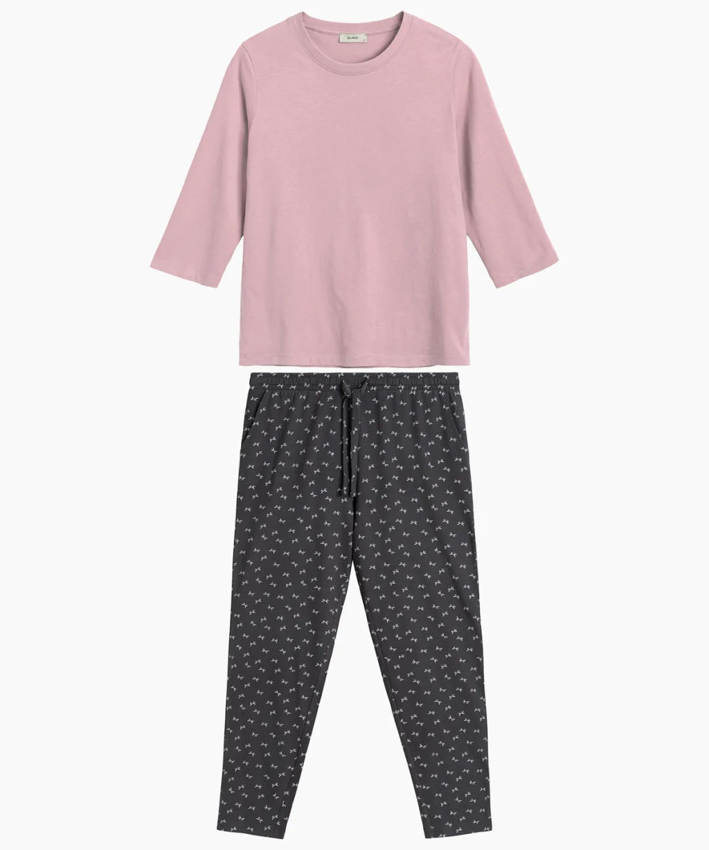 ATLANTIC NLP-483E Пижама женская Bow розовый + графитовый  фото 2