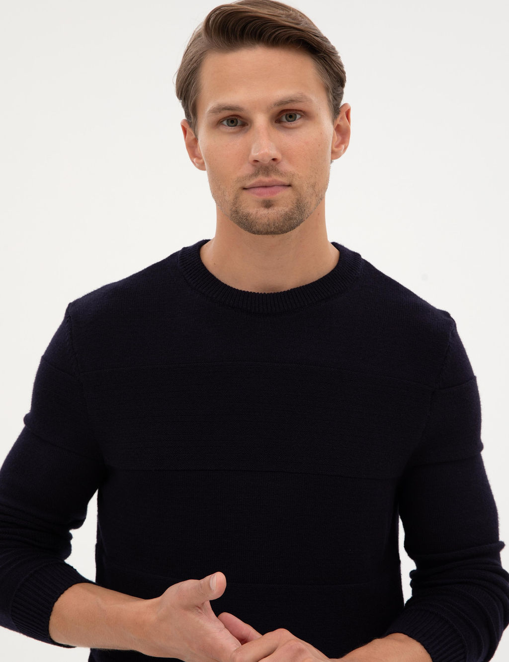 Lacivert Slim Fit Bisiklet Yaka Triko Kazak - Pierre cardin фото 2