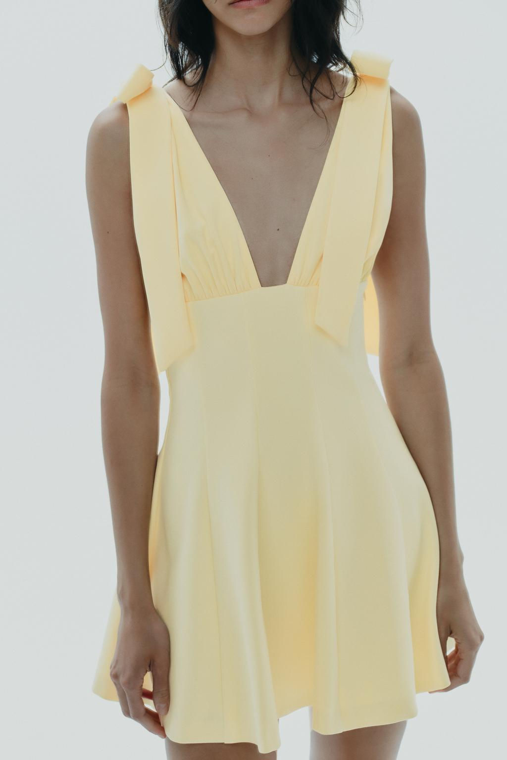 CONTRASTING SHORT DRESS WITH BOWS - Zara фото 5